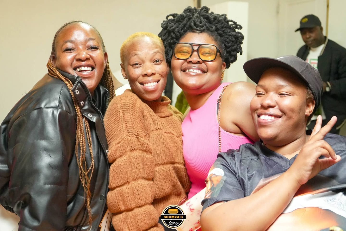 Group portrait at a lounge event